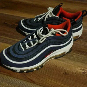 Nike Air Max 97 Midnight Navy Habanero Red 921522-402 size 5 Y= Women’s 6.5